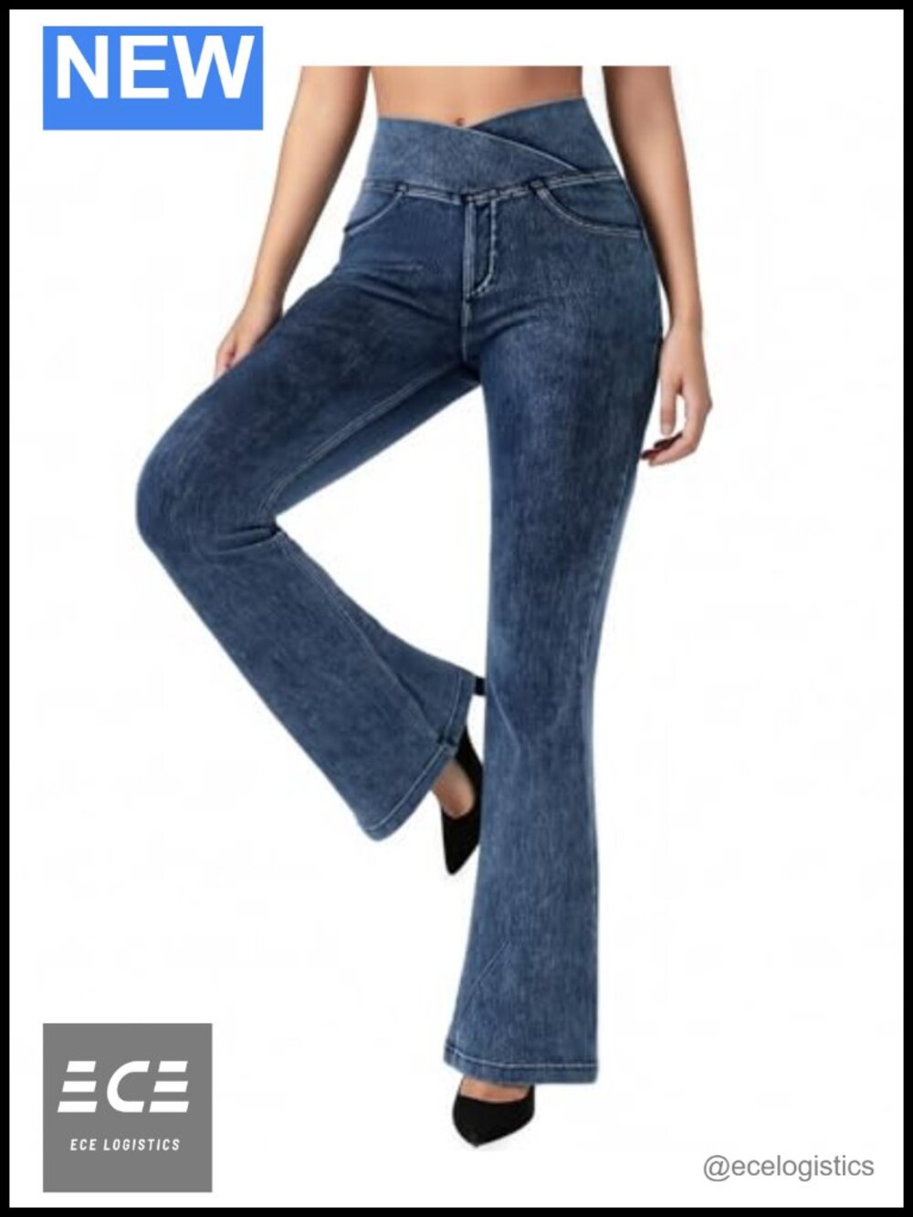 Women's Stretchy Flare Leggings High Waist Crossover Bell Bottom Pants with